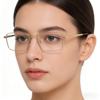 Nouvelles lunettes optiques classiques fines à monture rectangulaire en titane, design texturé unisexe pour les affaires, monture optique pour femmes et hommes