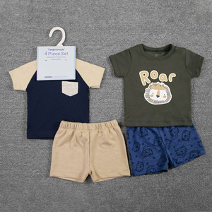 Tedmimak <span class=keywords><strong>Abbigliamento</strong></span> per neonati <span class=keywords><strong>12</strong></span> <span class=keywords><strong>mesi</strong></span> Set di <span class=keywords><strong>abbigliamento</strong></span> estivo in cotone traspirante casual con stampa animalier a maniche corte, 4 pezzi - Product Image 4