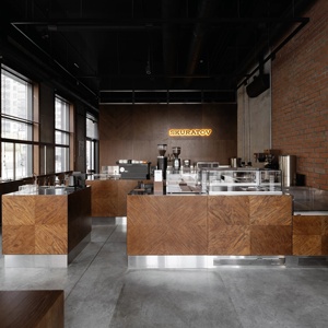 Conception d'intérieur de boulangerie sur mesure, mobilier de boulangerie moderne et comptoir de présentation de pain en bois - Product Image 1