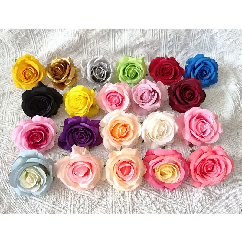 YIWAN vente en gros 9 cm têtes de roses tête de pivoine fleur en soie artificielle vraie touche décoration de mariage fleur artificielle