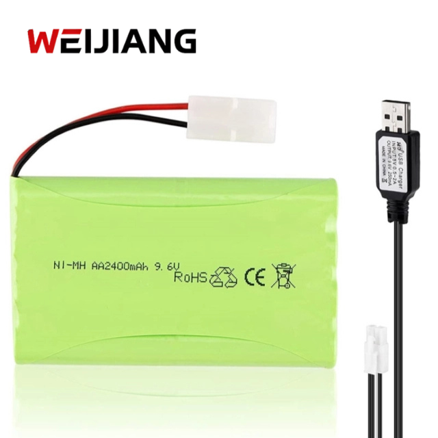 9.6V 2400mAh AA Ni-MH Rechargeable Battery Pack Nickel Metal Hydride for RC Model Car Gas Detector Portable Equipment