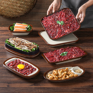 Plato rectangular de melamina Xiangyuan de color sólido para restaurante de hot pot y fiestas. - Product Image 1