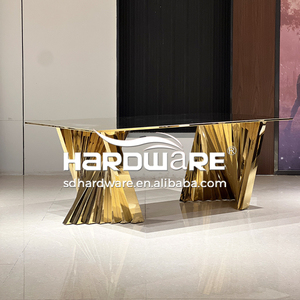 Superventas nuevo estilo creativo Rectangular oro Acero inoxidable comedor recepción boda Hotel mesa para salón de banquetes - Product Image 3
