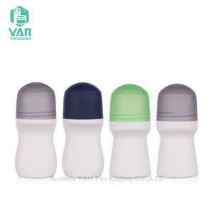 Emballage YAN, flacon roll-on en plastique PP blanc mat unique de luxe, 50 ml, avec bouchon coloré, bille roulante, crème pour le visage, déodorant - Product Image 6