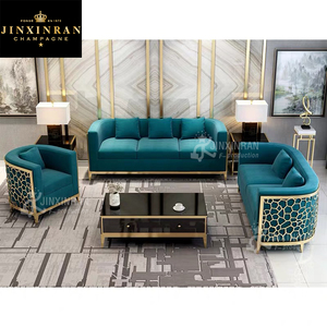 Vàng Thép Không Gỉ Khung Thanh Lịch Cắt Sofa Hiện Đại Sofa Sang Trọng Đặt Ghế Sofa Phòng Khách Ghế Sofa - Product Image 2