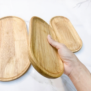Oval Wooden Serving Tray Solid Minimalist Design Durable Handmade Dishes & Plates - Product Image 6