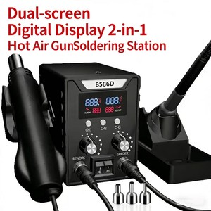 Fer à <span class=keywords><strong>souder</strong></span> numérique intelligent à double écran 2-en-1 8586D avec pistolet à air chaud pour la maintenance et la soudure de téléphones mobiles - Product Image 1