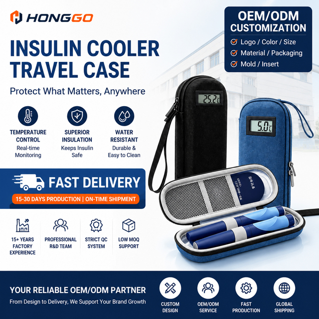 OEM Insulin Cooler Travel Case with LCD Temperature Display EVA Oxford Diabetic Medication Storage Case Insulin Cooler Case