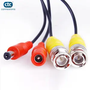 สายเคเบิล BNC กล้องวงจรปิดกับ DC Power BNC ไปยัง RCA สายโคแอกเชียลสำหรับ CCTV