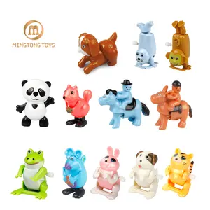 Promotional Cheap Classic Gifts Funny Small Plastic Windup Clockwork Mechanical Walk Skip Bucket Animal Wind Up Toys For Kids