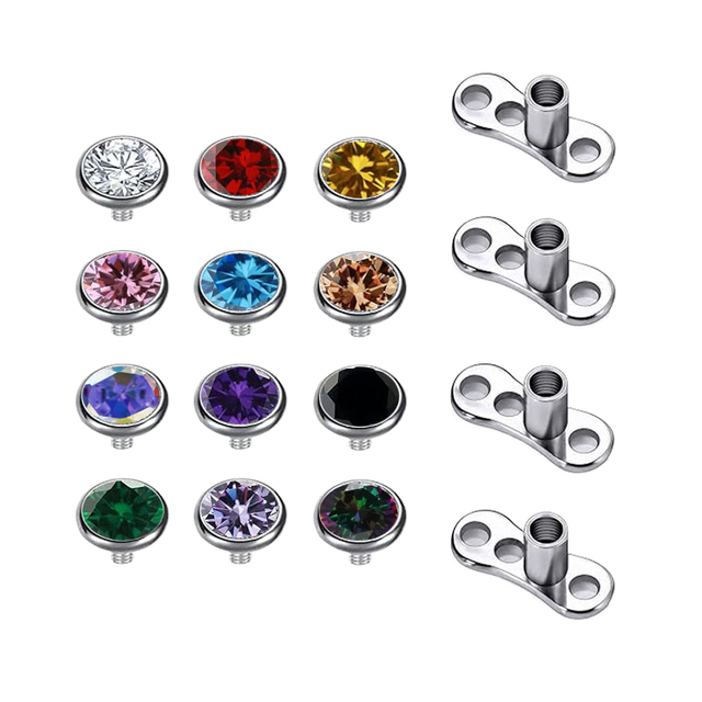 Wholesale 14G Dermal Anchor Tops and Titanium Dainty Crystal Microdermals Body Piercings Studs Punk Personalized Jewelry