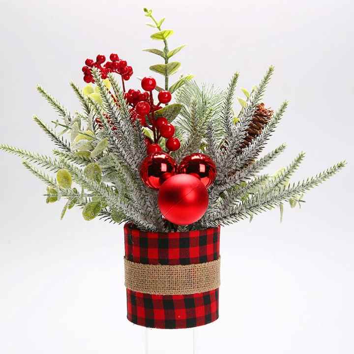 Mini Decoration Home Decorations Ornament 35Cm Desktop Christmas Holiday Dress up Pe Tree