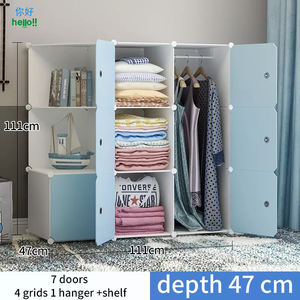 Armoire <span class=keywords><strong>à</strong></span> 2 portes pour enfants, armoire de rangement Portable modulaire porte de dessin animé mignon petite armoire en plastique - Product Image 4