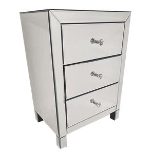 Wholesale Modern Luxury Home Apartment Bedroom Furniture 3-Drawer Accent Porch Table Bedside Table Silver <strong>Mirror</strong> <strong>Nightstand</strong> Side - Product Image 2