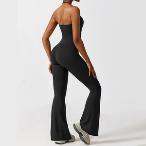 Pantalon de yoga évasé taille haute, design unique, séchage rapide, combinaison de sport et fitness avec leggings évasés, port bidirectionnel - Product Image 5