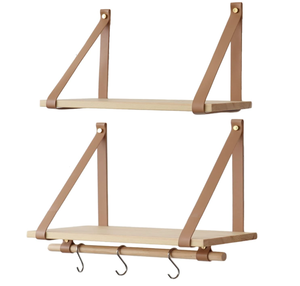 Ensemble de 2 étagères flottantes de style moderne pour la maison, étagères de présentation avec anneaux de suspension - Product Image 1