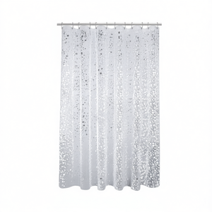 Cortina de Ducha Transparente con Diseño de Guijarros 3D en EVA, 71x71 Pulgadas, con Ojales, Revestimiento para Baño, Diseño Moderno y Minimalista - Product Image 1