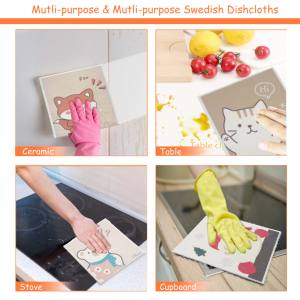 Serviettes de cuisine douces réutilisables, chiffons à vaisselle, chiffon à vaisselle suédois, chiffon à vaisselle en cellulose, éponge de cuisine, <span class=keywords><strong>serviette</strong></span> de nettoyage - Product Image 6