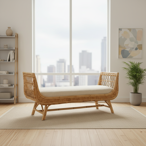 Handmade Traditional Tufted Inflatable Rattan <b>Sofa</b> <b>Bed</b> with Cooling Feature Fabric Upholstery for Apartment and Hospital Use - Product Image 6