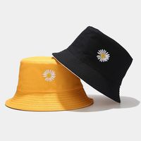 Topi nelayan bunga aster kecil baru untuk pria wanita topi baskom Denim dua sisi trendi jalanan untuk bordir 3D musim semi musim panas