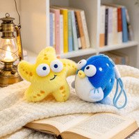 Série de porte-clés en peluche animaux marins : Crabe, Crevette, Étoile de mer, rembourrés en coton PP, breloques souples pour sacs, vente en gros pour boutiques de cadeaux