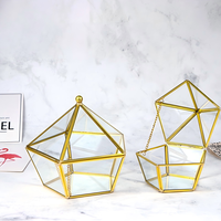 Dôme en verre personnalisé de luxe en forme de pentagone pour bijoux de mariée, plantes succulentes, mini-paysages, décoration de mariage