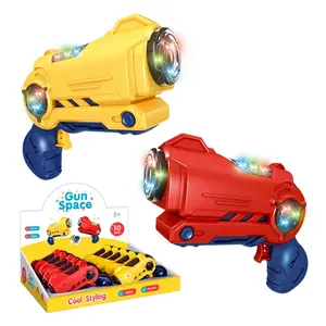 Mini arma espaço de bolso para crianças, atacado, desenhos animados, arma flash, brinquedo de promoção de som, presente