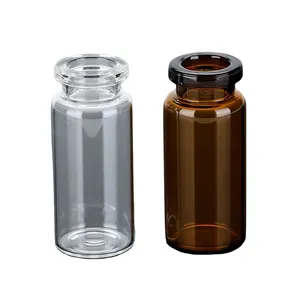 Yüksek kaliteli 10ml şeffaf veya Amber farmasötik cam flakon 20mm steril flakon enjeksiyon