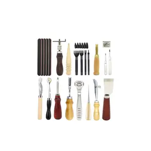 18 Stuks Professionele Lederen Ctools Kit Stiksels Werken Naaien Zadel Groover Lederen Punch Tools Accessoires