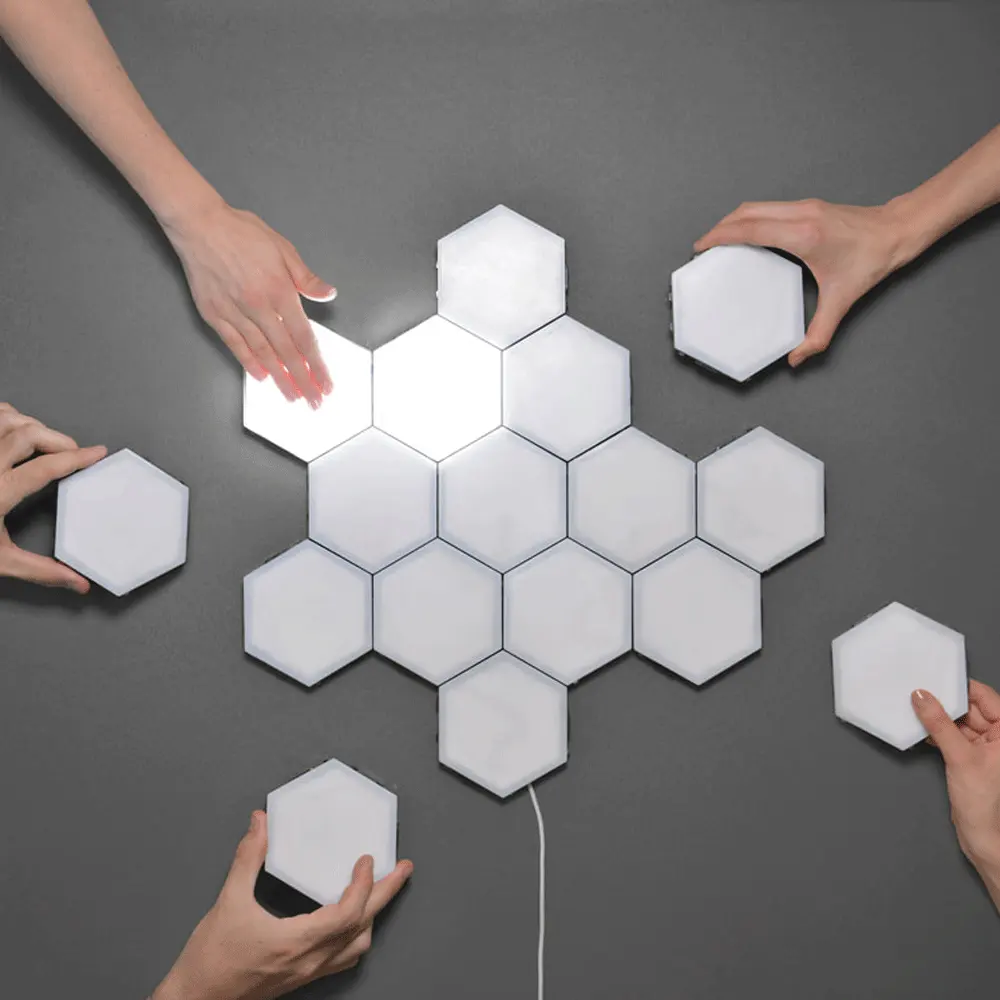 Lampe murale tactile hexagonale modulaire à led, Amazon, nouveau modèle en forme d'alvéoles décoratives, éclairage quantique modulaire