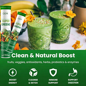 OEM Organic Supplement Green Superfood Super Green Daily Fruit and Vegetable Multivitamin Super Greens Effervescent <b>Tablets</b> - Product Image 3