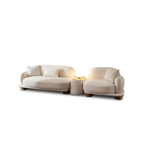 Ensemble modulaire de canapés sectionnels au design moderne et luxueux, en tissu polaire avec pieds en bois, pour salon, centre commercial, hôtel ou école - Product Image 2