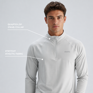 Sudadera Deportiva Charlo para Hombre, Color Gris Claro, con Cierre de Cremallera de un Cuarto, Manga Raglán, Malla Transpirable, para Gimnasio y Entrenamiento, Venta al Por Mayor, OEM, GCC - Product Image 3