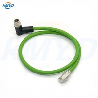 Connecteur RJ45 M12 8 broches X-Coded à 90 degrés, mâle, en laiton plaqué or, IP67, 4A 250V, câble Ethernet surmoulé pour réseau industriel