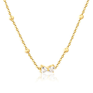 Collar con Colgante de Lazo de Diamantes, Cadena de Oro, Cristal Tallado en Forma de Corazón, Joyería para Mujer de Uso Diario - Product Image 1