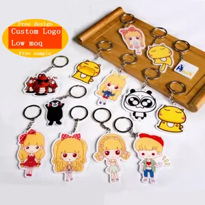 Op Maat Gemaakte Sleutelhanger Anime Figuur Acryl Sleutelhanger Logo Doorzichtig Plastic Gepersonaliseerde Cartoon Epoxy Sleutelhanger