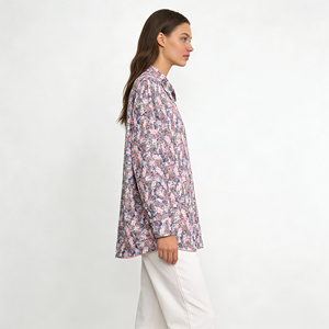 Blusa Oversize con Estampado Floral <span class=keywords><strong>Rosa</strong></span> para Mujer, Manga Larga, Cierre de Botones, Estilo Casual Boho, Camisa de Verano - Product Image 3