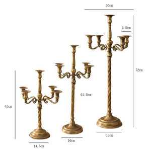 Candelabro de Cinco Brazos, Estilo Vintage, Decoración Romántica para Mesa, Acabado Dorado - Product Image 3