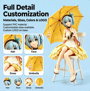 Figura de Anime Personalizada, Chica con Cabello Azul, Vestido Amarillo, Sombrilla de Encaje, Estatua Coleccionable de PVC, OEM ODM, Muñeca de Dibujos Animados, Juguete para Regalo de Fans - Product Image 2