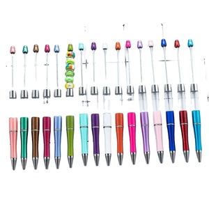 Stylo bille à perles DIY avec logo personnalisé, stylos à perles en plastique en gros, stylos à tube transparent personnalisés pour cadeau promotionnel - Product Image 2
