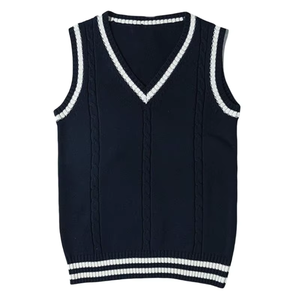 سترة صوف نسائية مخصصة برقبة على شكل V بالجملة بسعر المصنع، سترة محبوكة ناعمة لملابس الجامعات والكليات والمدارس - Product Image 4