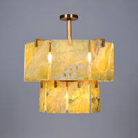 Lustre suspendu vintage décoratif moderne de luxe en pierre naturelle E12 LED pour salon, chambre, restaurant, hôtel, villa