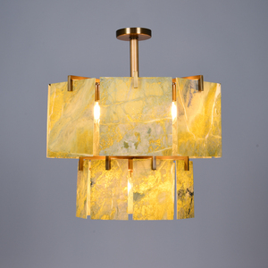 Lustre moderne de luxe en pierre naturelle, luminaire suspendu pour salon, chambre, restaurant, hôtel, villa, lustre pour intérieur - Product Image 5