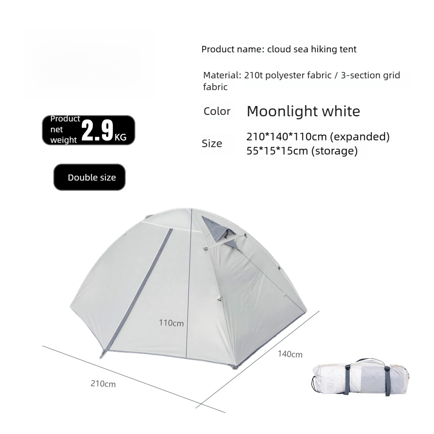 Cloud Sea Two-person Moonlight White sans jupe enneigée