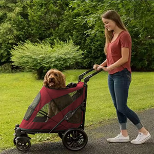 Poussette pliable robuste <span class=keywords><strong>pour</strong></span> animaux de compagnie JXB, 4 roues, chariot respirant <span class=keywords><strong>pour</strong></span> chiens de taille moyenne et grande - Product Image 6