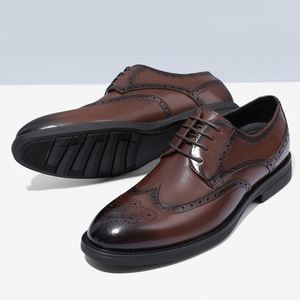 Chaussures habillées Maxfree Bullock en cuir microfibre sculpté, à lacets, style britannique et coréen, pour homme, solides, antidérapantes, pour mariage et printemps - Product Image 5