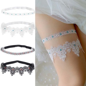 2024 <span class=keywords><strong>mariage</strong></span> mariée <span class=keywords><strong>jarretière</strong></span> bleu strass embellissement blanc dentelle <span class=keywords><strong>jarretière</strong></span> Sexy cuisse anneau accessoires - Product Image 2