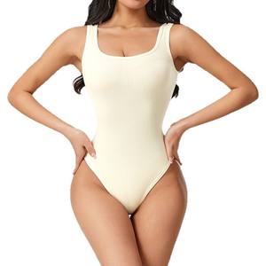 Combinaison de yoga une pièce sans couture en nylon pour <span class=keywords><strong>femme</strong></span>, très populaire, pour le sport et le fitness, avec contrôle du ventre et effet gainant, à texture côtelée - Product Image 5