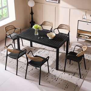 Silla de comedor negra de lujo para exteriores, respaldo de ratán tejido con cuerda, sillón de nuevo diseño para Hotel, jardín, Patio, silla de comedor para exteriores - Product Image 5