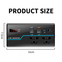 Nouvel onduleur de voiture multifonctionnel 12V/24V 110V/220V 200W avec écran, chargeur rapide QC3.0 USB-C et prise pour téléphone